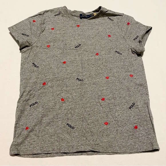 Polo Ralph Lauren Women’s Medium Embroidered Heather Gray Heart T Shirt - Picture 15 of 15